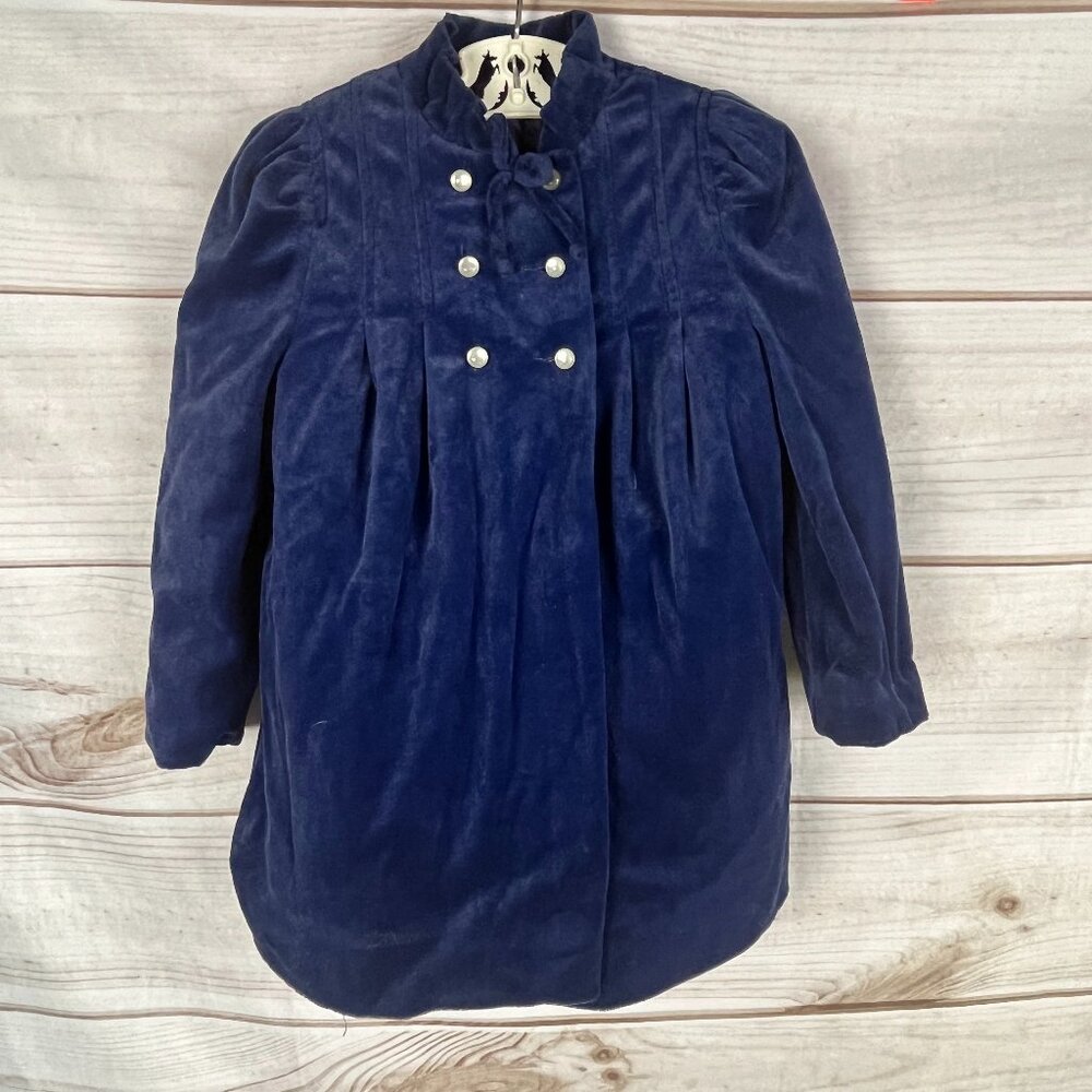 Vintage Cute Togs Girls Size 4 Velvet Coat Navy Blue